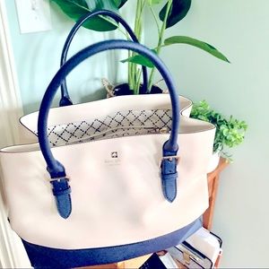 Kate Spade white navy tote purse